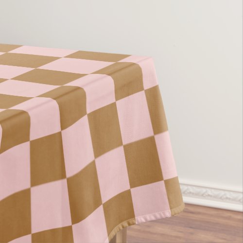 Pink and Brown Checkers Tablecloth