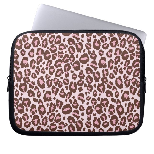 Pink and Brown Cheetah Print Laptop Sleeve (Front)