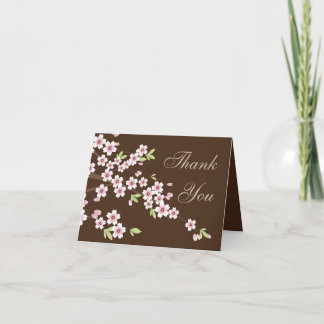Pink and Brown Cherry Blossom, Thank you Note