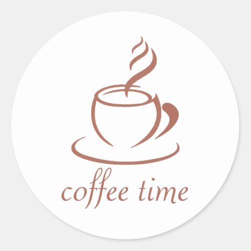 Pink and Brown coffee time Square Sticker