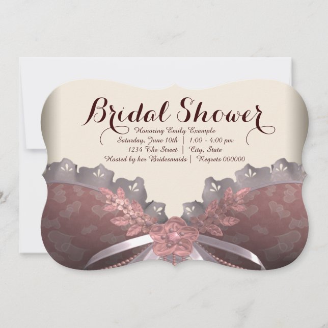 Pink and Brown Corset Bridal Shower Invitation (Front)