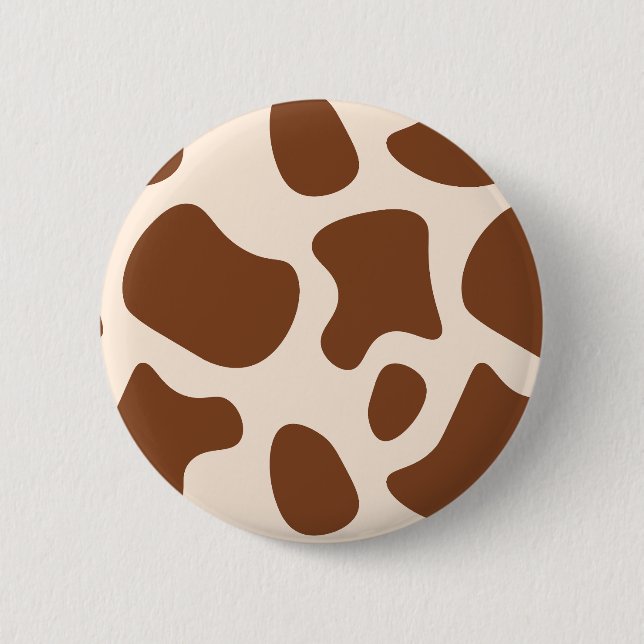 Pink and Brown Cow Print Button (Front)