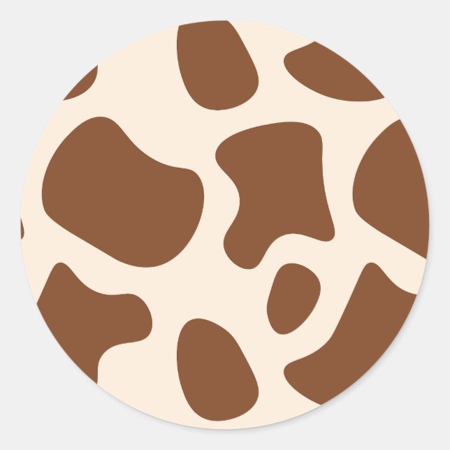 Pink and Brown Cow Print Classic Round Sticker (Front)