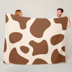 Pink and Brown Cow Print Fleece Blanket