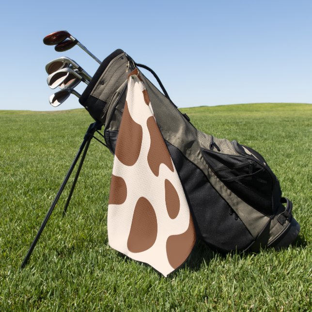 Pink and Brown Cow Print Golf Towel (Green)