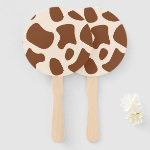 Pink and Brown Cow Print Hand Fan