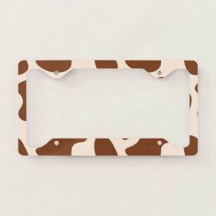 Pink and Brown Cow Print License Plate Frame