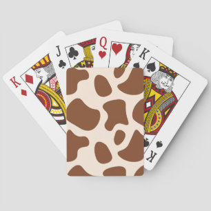 Pink and Brown Cow Print Poker Cards