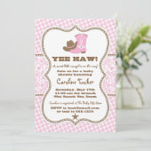 Pink and Brown Cowgirl Baby Shower Invitation (Standing Front)
