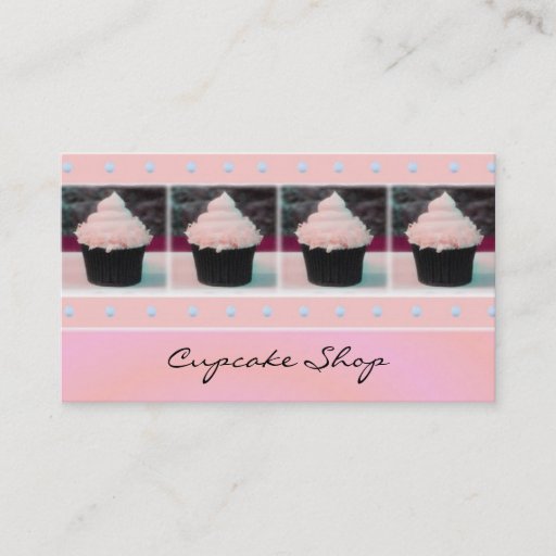 Customizable Pink and Brown Cupcake Business Cards