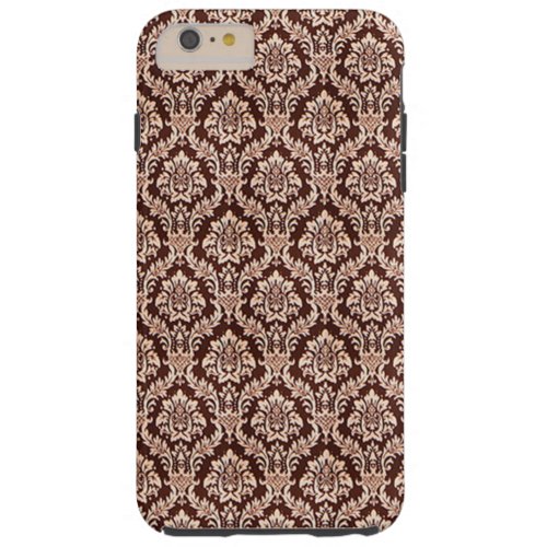 Pink and Brown Damask iPhone Case