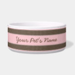 Pink and Brown Dot Pet Bowl<br><div class="desc">Cute and fashionable pet bowl makes a great gift for anyone - including yourself and your own pet!  Quality,  dishwasher-safe design is customizable for your own pet or even family name,  so get enough that you'll always have a clean one for food and water!</div>