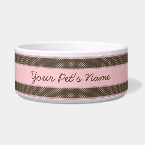 Pink and Brown Dot Pet Bowl