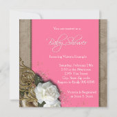 Pink and Brown Ethnic Baby Girl Shower Invitation (Back)