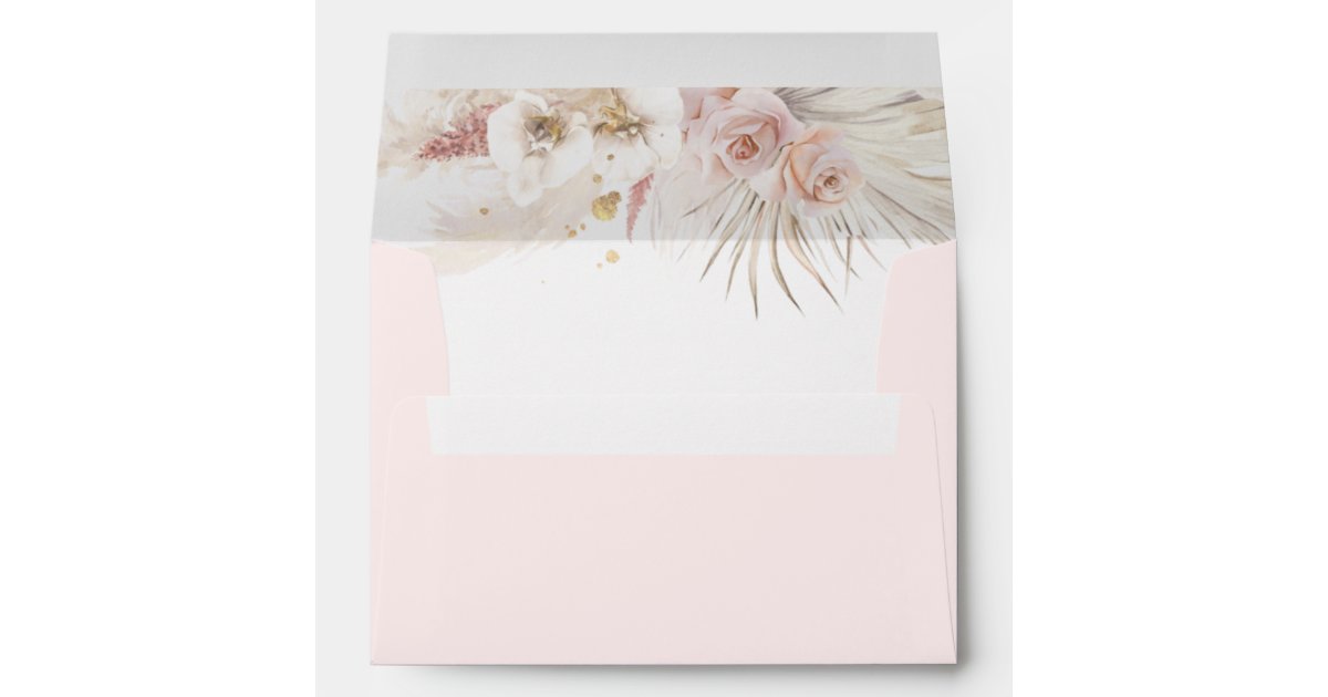 Pink balloon eucalyptus white envelopes 5x7 card, Zazzle