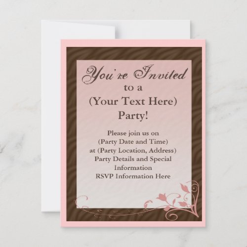 Pink and Brown Feminine Invitation
