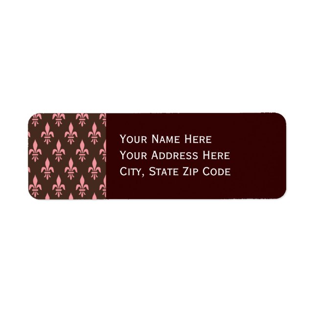 Pink and Brown Fleur De Lis Label (Front)