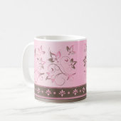 Pink and Brown Floral Ceramic Mug (Front Left)