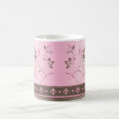 Pink and Brown Floral Ceramic Mug (Center)