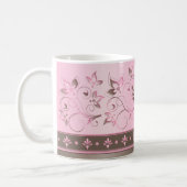 Pink and Brown Floral Ceramic Mug (Left)