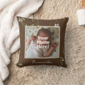 Pink and Brown Floral Custom Photo/Name Pillow (Blanket)