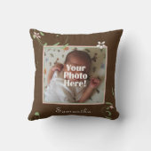Pink and Brown Floral Custom Photo/Name Pillow (Back)