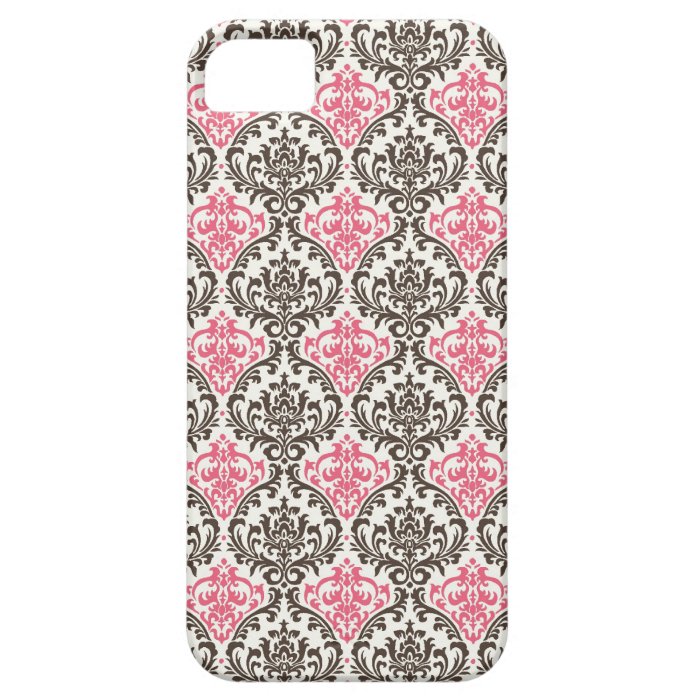 Pink and Brown Floral Damask iPhone Case iPhone 5 Cases