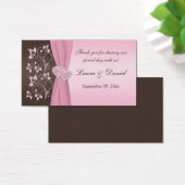Pink and Brown Floral, Hearts Wedding Favor Tag (Desk)