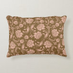 Pink and Brown Floral Pattern Accent Pillow
