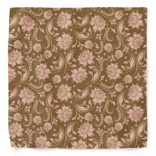 Pink and Brown Floral Pattern Bandana