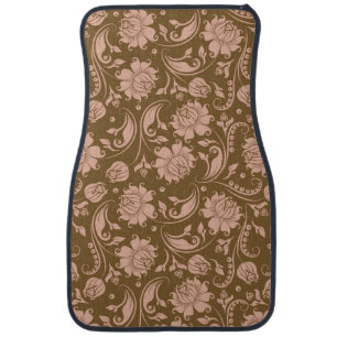 Pink and Brown Floral Pattern Car Floor Mat