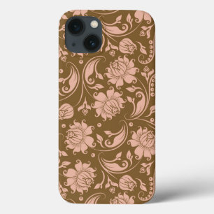 Pink and Brown Floral Pattern iPhone 13 Case