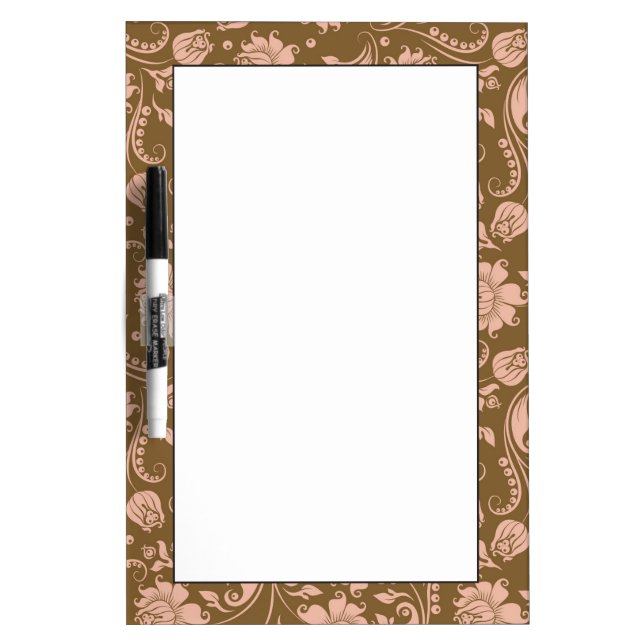 Pink and Brown Floral Pattern Dry-Erase Board (Front)