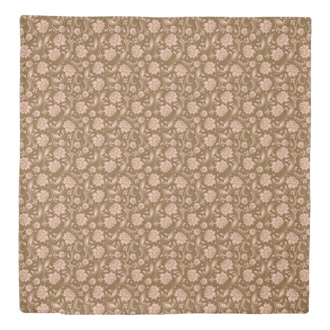 Pink and Brown Floral Pattern Duvet Cover (Front)