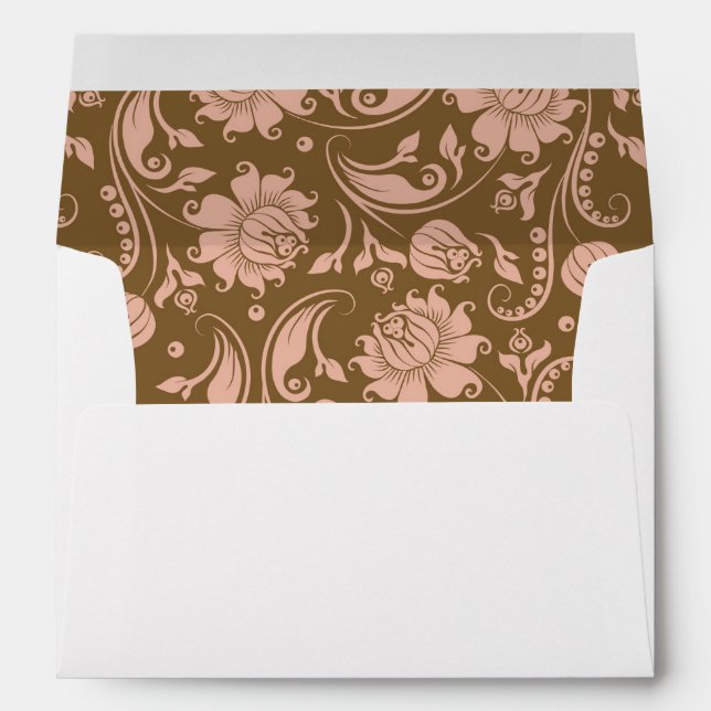 Pink and Brown Floral Pattern Envelope (Back (Bottom))