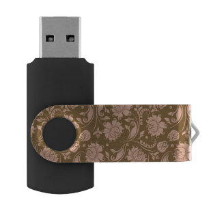 Pink and Brown Floral Pattern Flash Drive