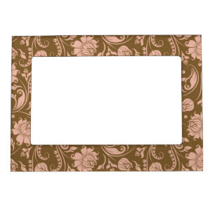 Pink and Brown Floral Pattern Magnetic Photo Frame