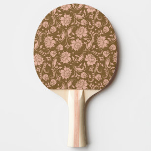Pink and Brown Floral Pattern Ping-Pong Paddle