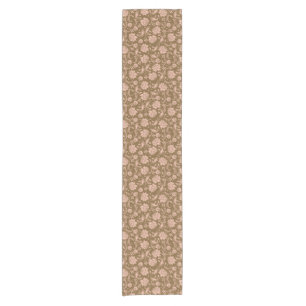 Pink and Brown Floral Pattern Short Table Runner