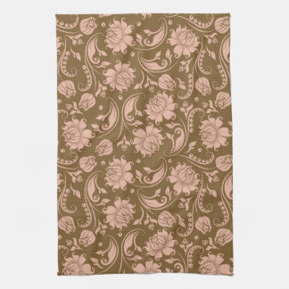 Pink and Brown Floral Pattern Towel