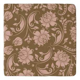 Pink and Brown Floral Pattern Trivet