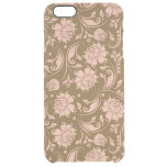 Pink and Brown Floral Pattern Clear iPhone 6 Plus Case