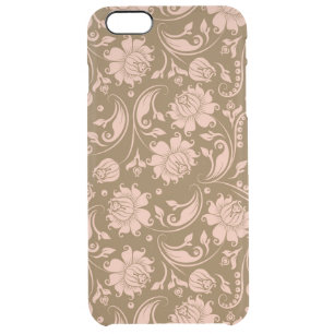 Pink and Brown Floral Pattern Clear iPhone 6 Plus Case