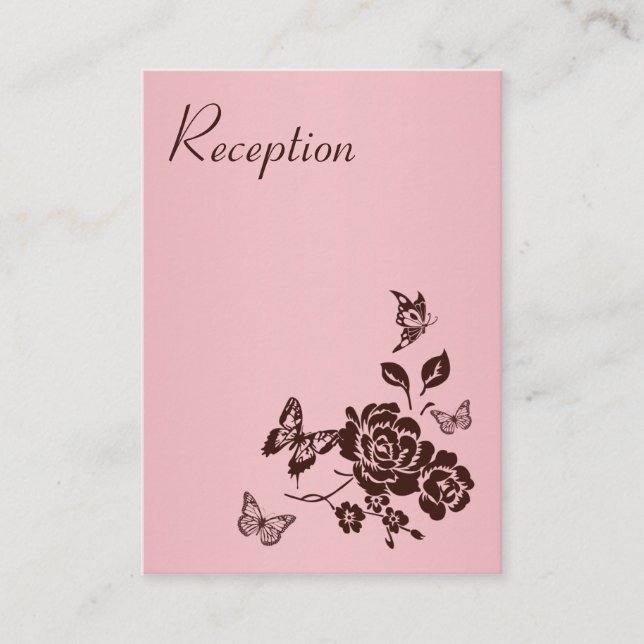 Pink and Brown Floral Reception Enclosure Card (Front)
