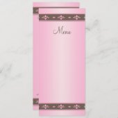 Pink and Brown Floral Wedding Menu Card (Front/Back)