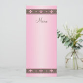 Pink and Brown Floral Wedding Menu Card (Standing Front)