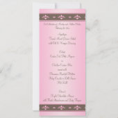 Pink and Brown Floral Wedding Menu Card (Back)
