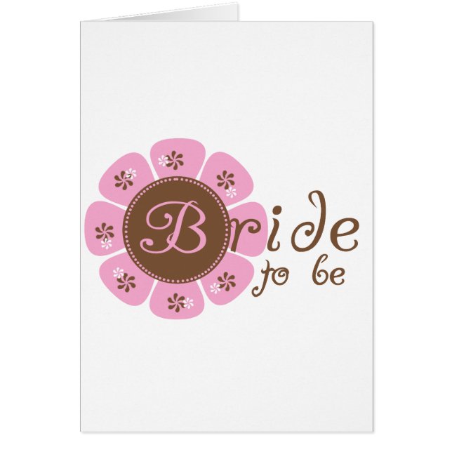 Pink and Brown Flower Bride to Be Cards (Front)