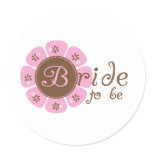 Pink and Brown Flower Bride to Be Classic Round Sticker