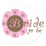 Pink and Brown Flower Bride to Be Tshirts Classic Round Sticker